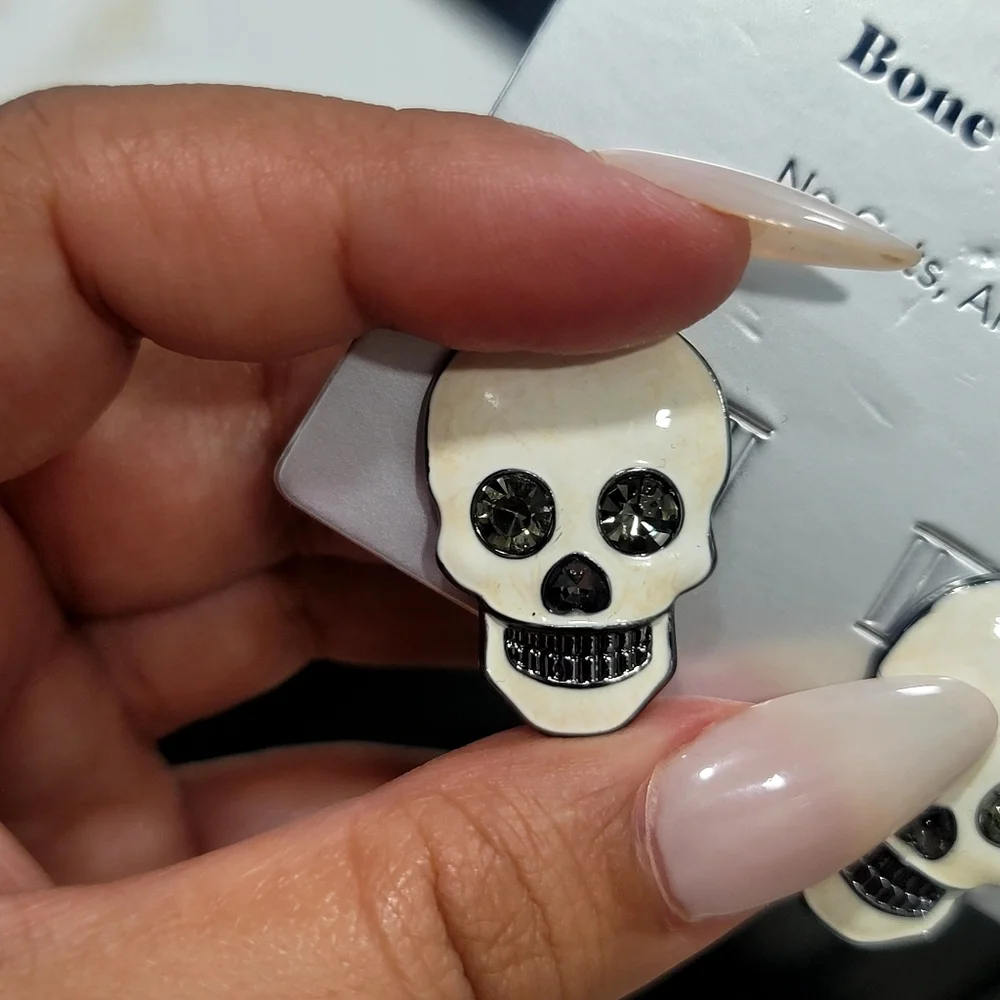 NEW Sugarfix Baublebar Skeleton Bone To Shine Skull Enamel Halloween Earings.
